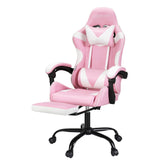 Artiss 2 Point Massage Gaming Office Chair Footrest Pink Chez Guru